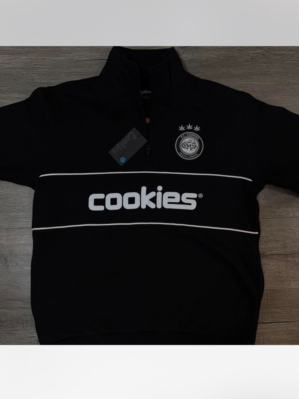 Cookies Men’s Black Quarter-Zip Pullover Sweater